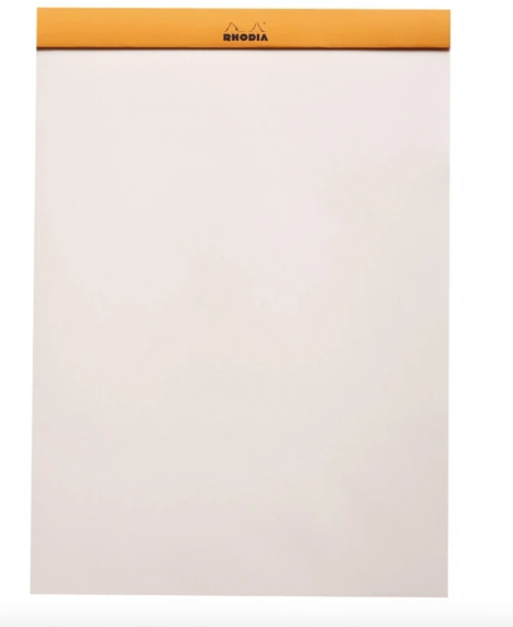 A4 Blank Staplebound "R" Notepad Softcover, RHODIA in Black