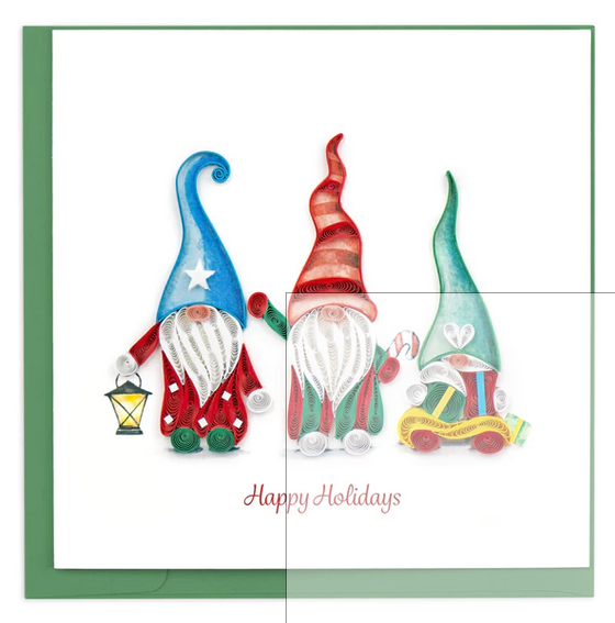 Quilled Holiday Gnomes Greeting Card