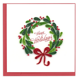 Handcrafted Quilled Holiday Wreath Greeting Card