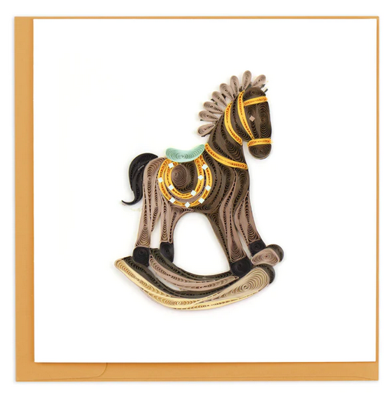 Handcrafted Quilled Rocking Horse Greeting Card