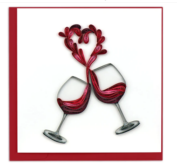 Handcrafted Quilled A Toast to Love Greeting Card