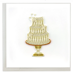 Handcrafted Quilled Wedding Cake Greeting Card