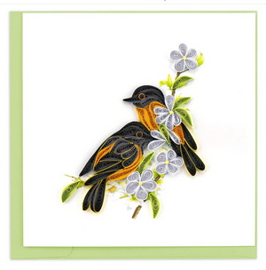 Handcrafted Quilled Baltimore Oriole Greeting Card