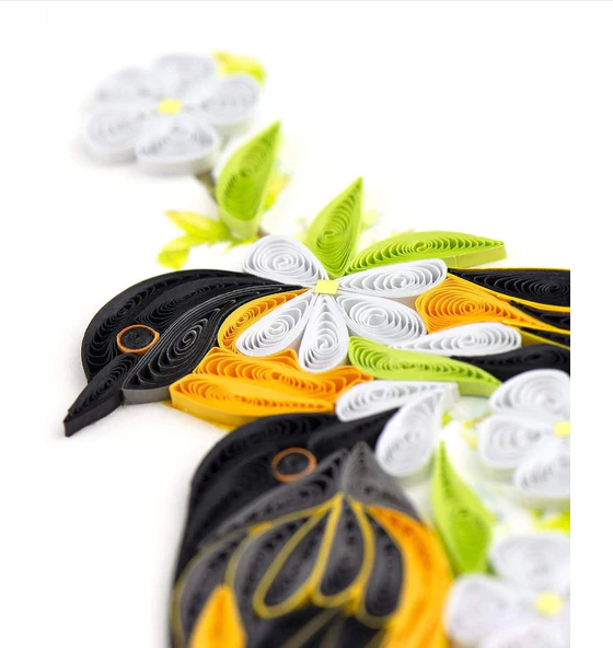 Handcrafted Quilled Baltimore Oriole Greeting Card