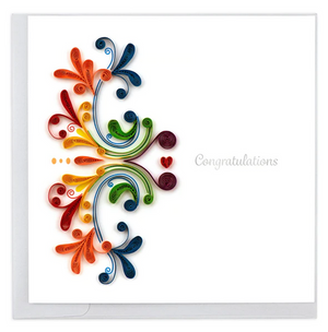 Handcrafted Quilled Rainbow Swirl Congrats Greeting Card