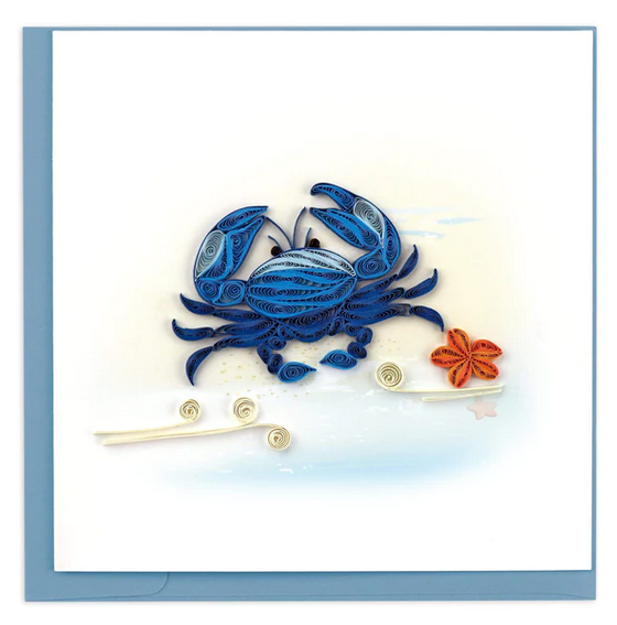Handcrafted Quilled Blue Crab Greeting Card