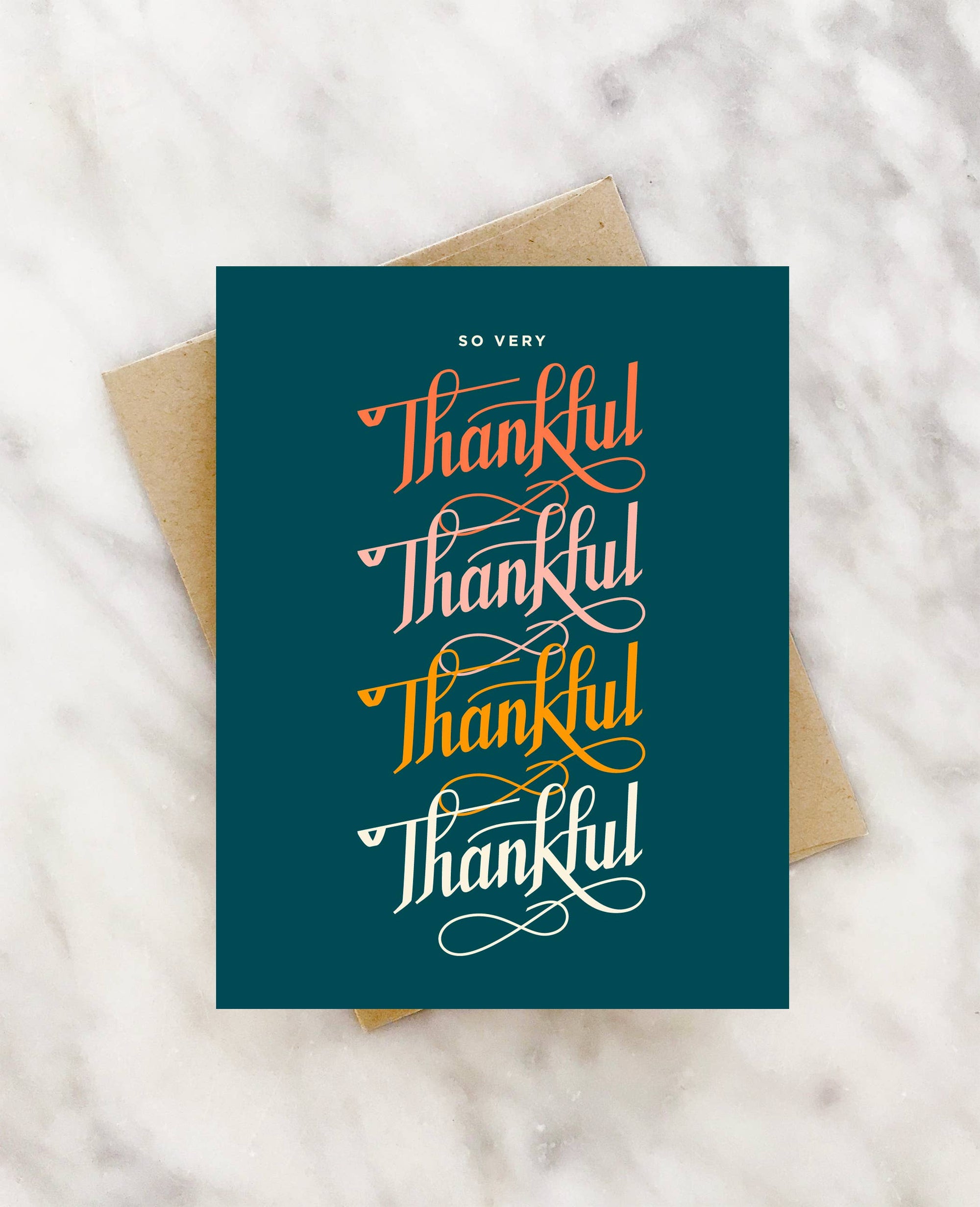 so very thankful calligraphy thank you card
