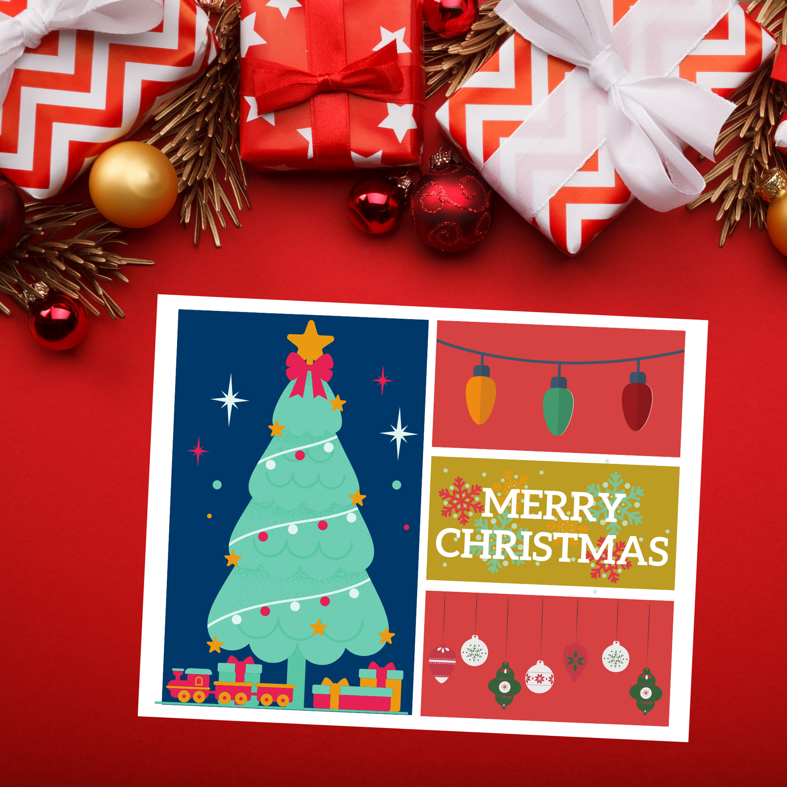 Merry Christmas Tree Trimming Cards Box Set