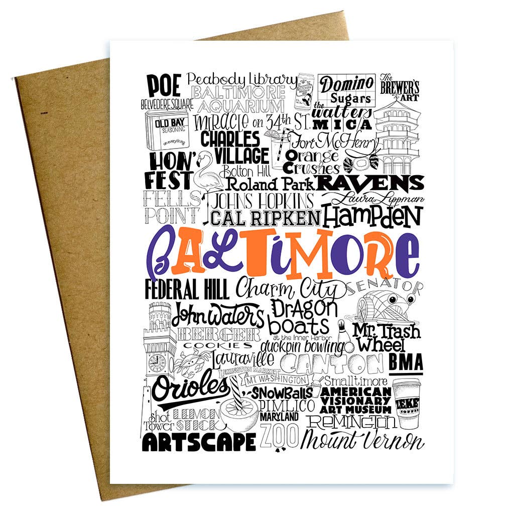 Baltimore Maryland Typographic II Mashup Card