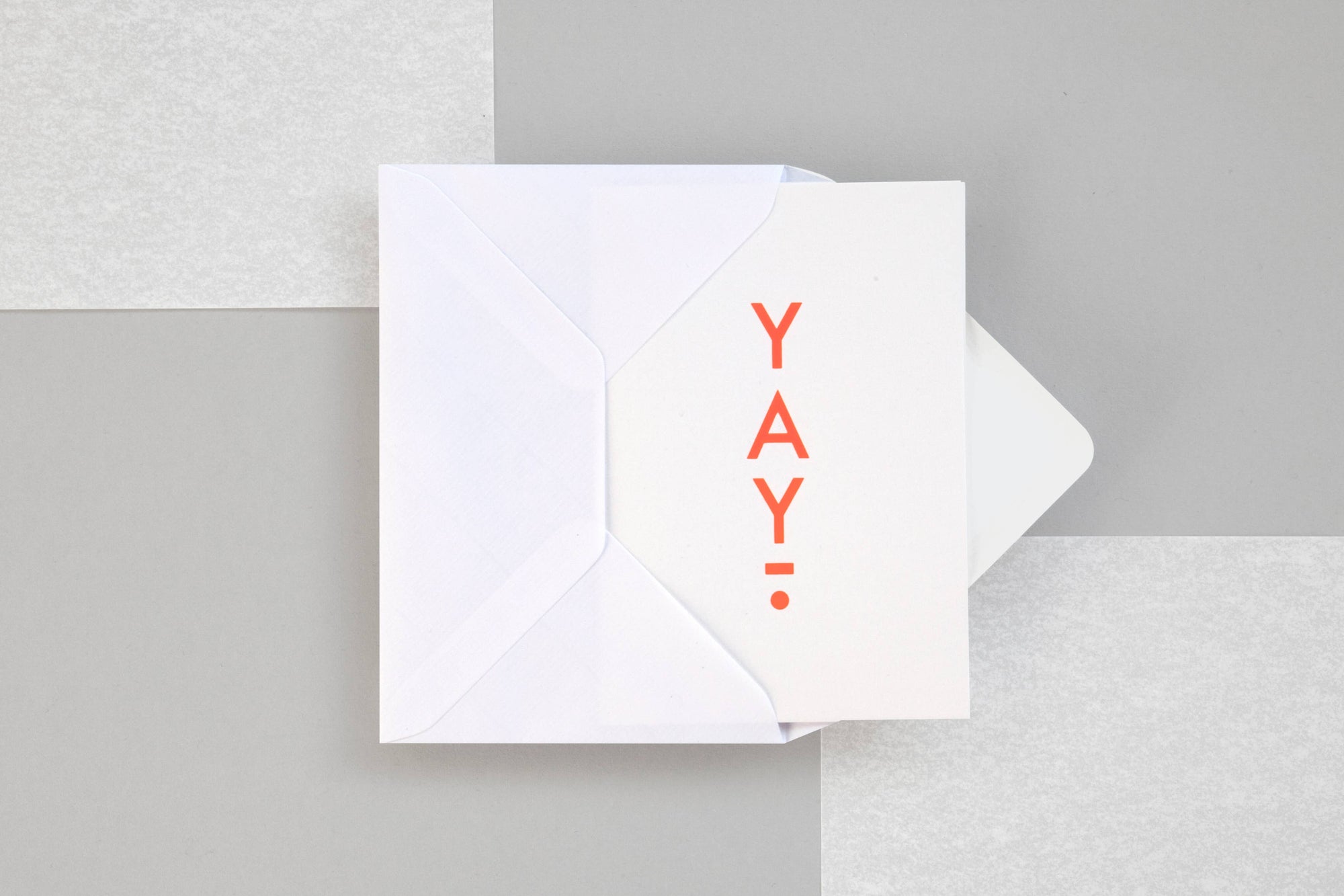 Foil blocked Yay card – Neon Orange on White