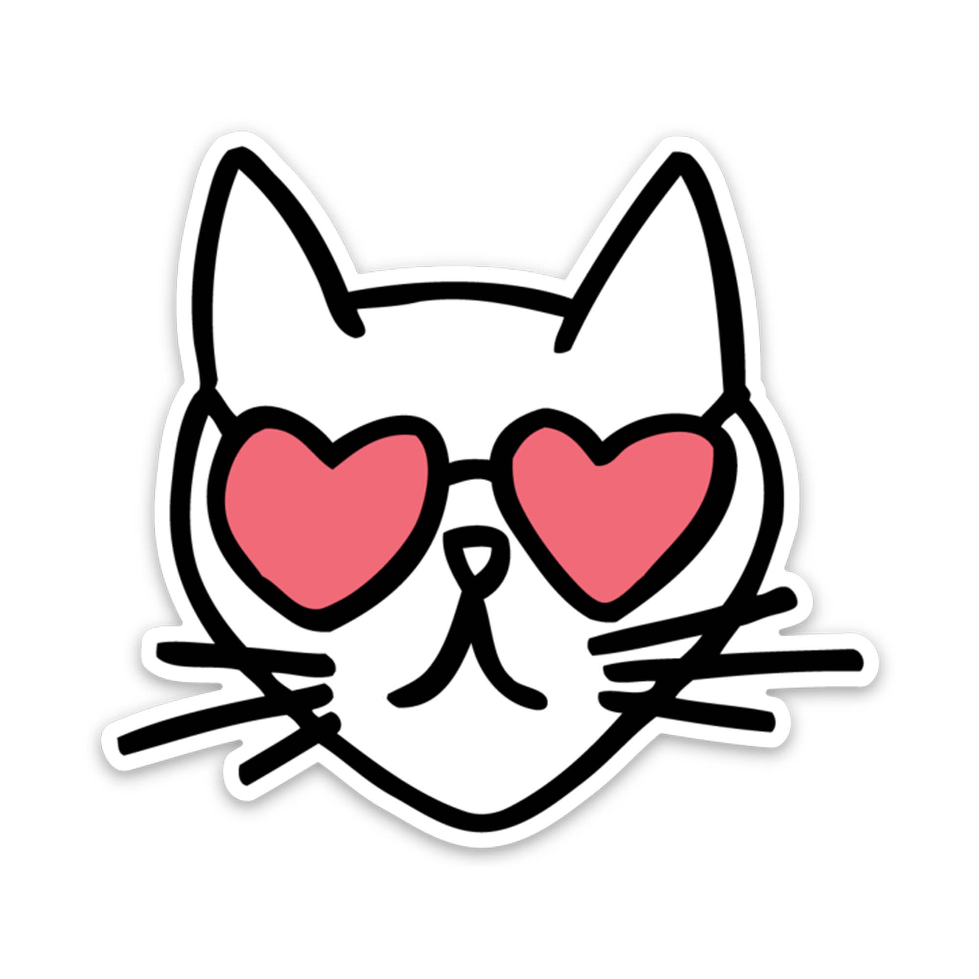 Cat Heart Glasses Vinyl Sticker