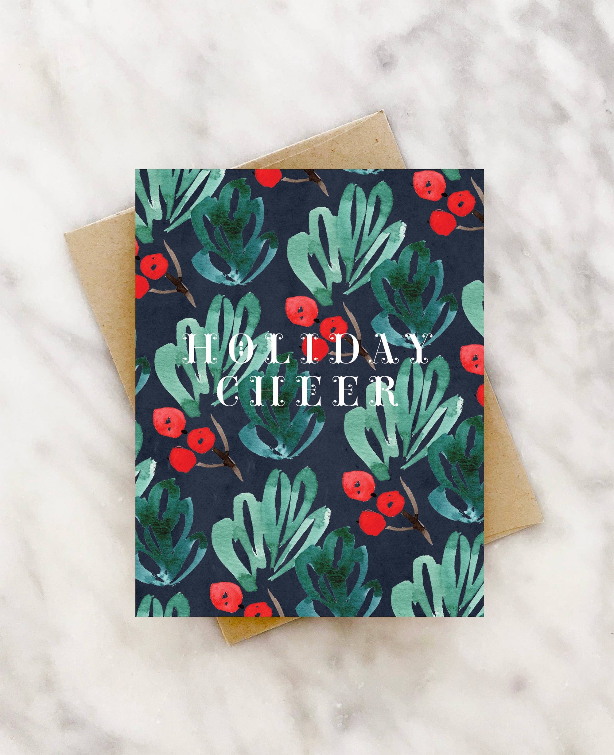 holiday cheer bright watercolors holiday card