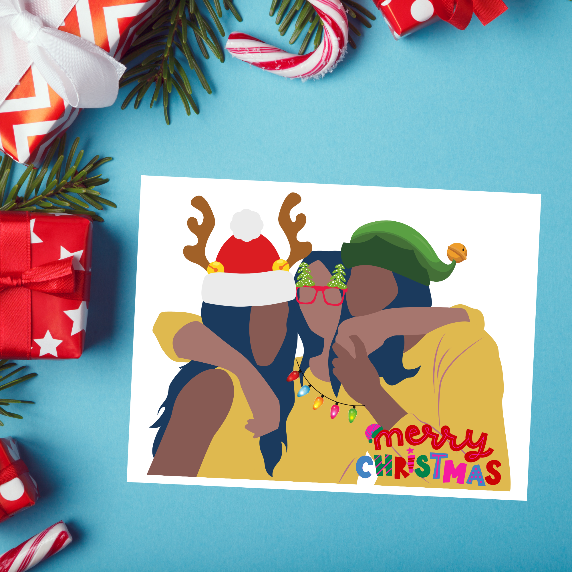 Fun Girlfriends Merry Christmas Cards