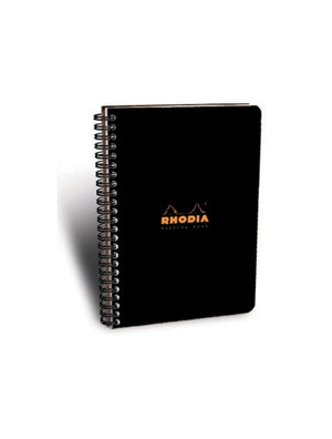 A5 Lined Spiral Meeting Book Softcover, RHODIA in Black